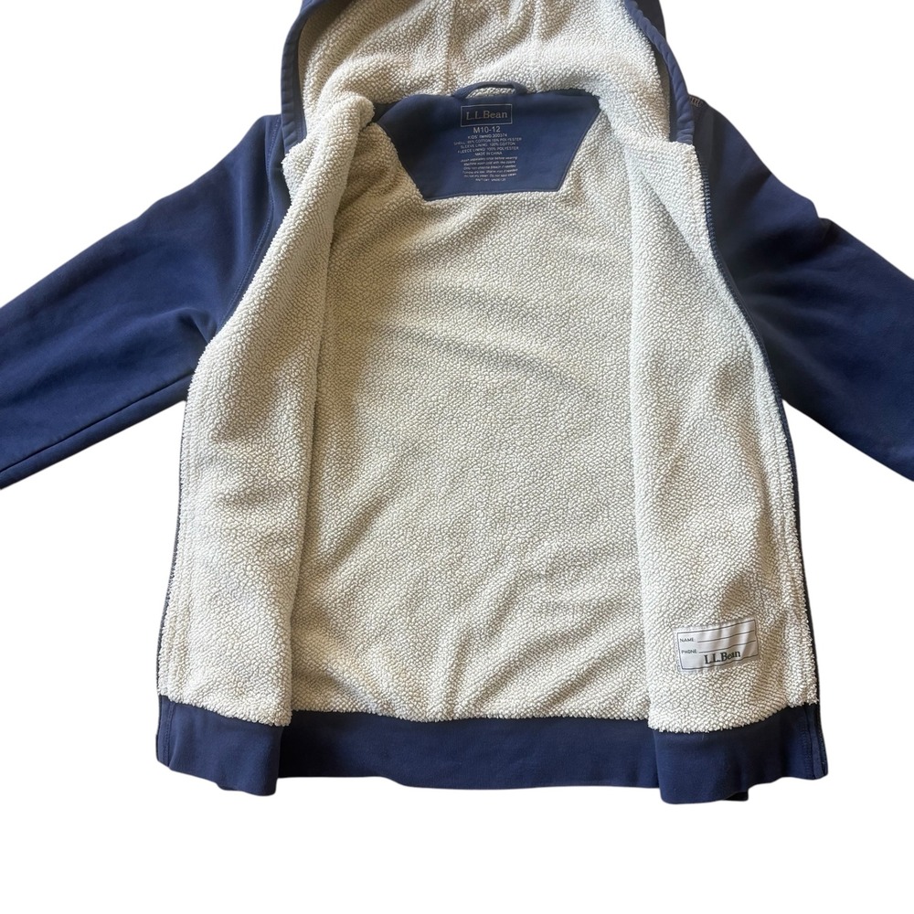 LL Bean Youth Kids Full Zip Up Jacket Sherpa Lined Sz Medium 10/12 Blue Unisex - Picture 4 of 5
